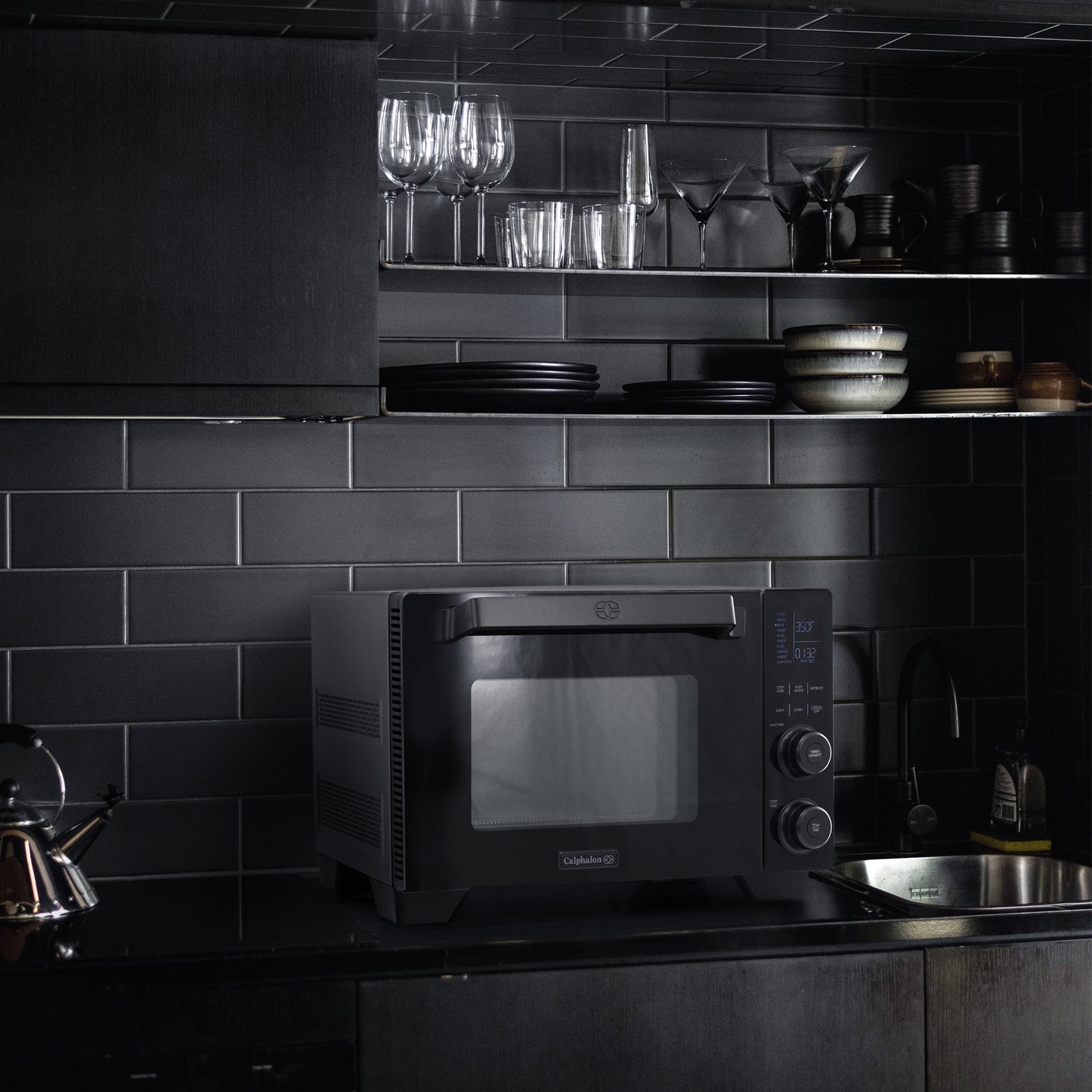 Calphalon Cool Touch 0.4 Cu Ft Quartz Heating Countertop Oven in Black