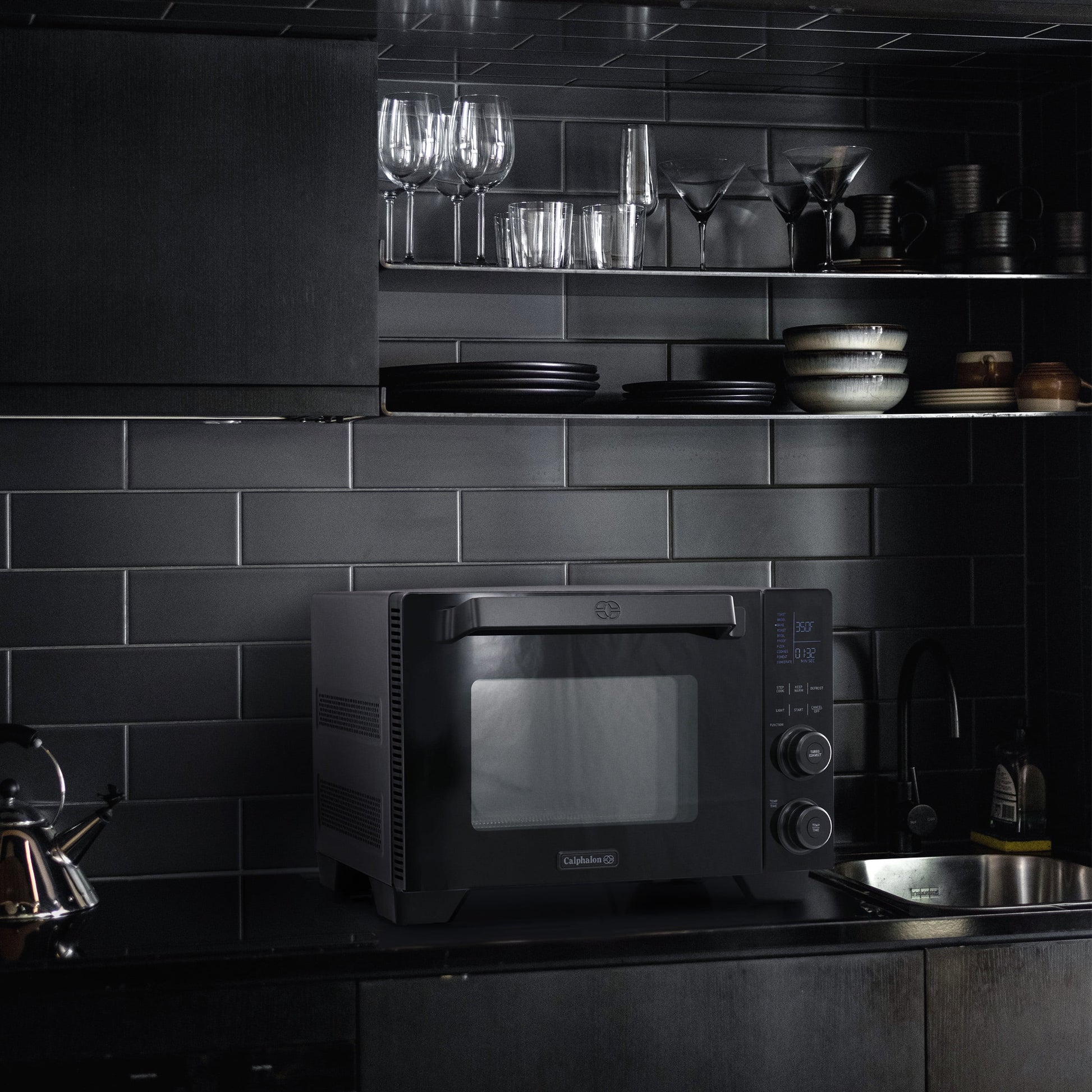 Calphalon Cool Touch 0.4 Cu Ft Quartz Heating Countertop Oven in Black