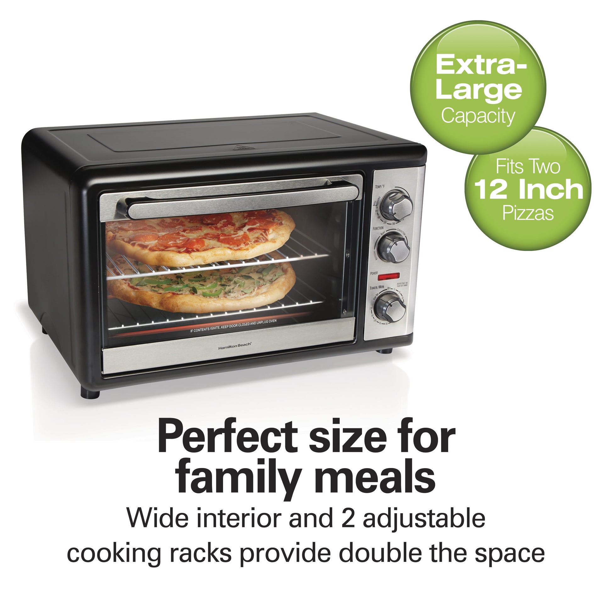 Hamilton Beach Countertop Oven with Convection and Rotisserie, Baking, Broil, Extra Large Capacity, Stainless Steel
