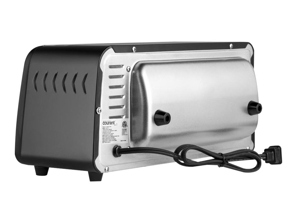 Courant TO-621K 2 Slice Compact Toaster Oven with Bake Tray and Toast Rack, Black.