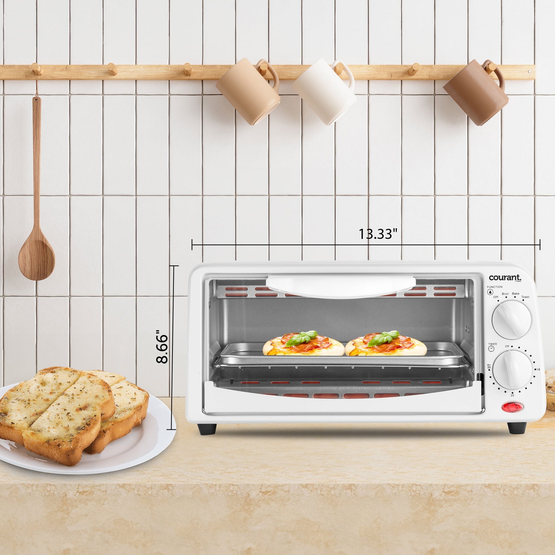COURANT COMPACT TOASTER OVEN 650W, WHITE