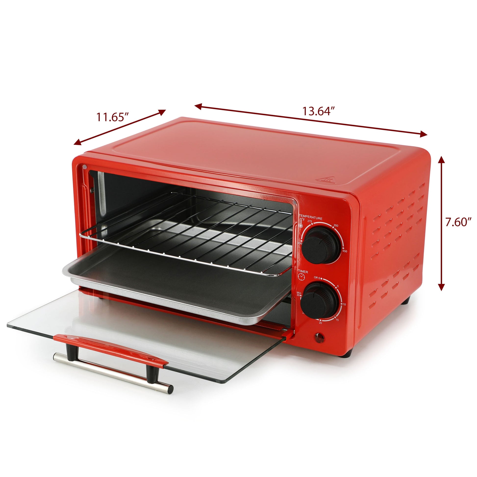 MegaChef 9 Quart Electric Counter Top Toaster Oven in Candy Red