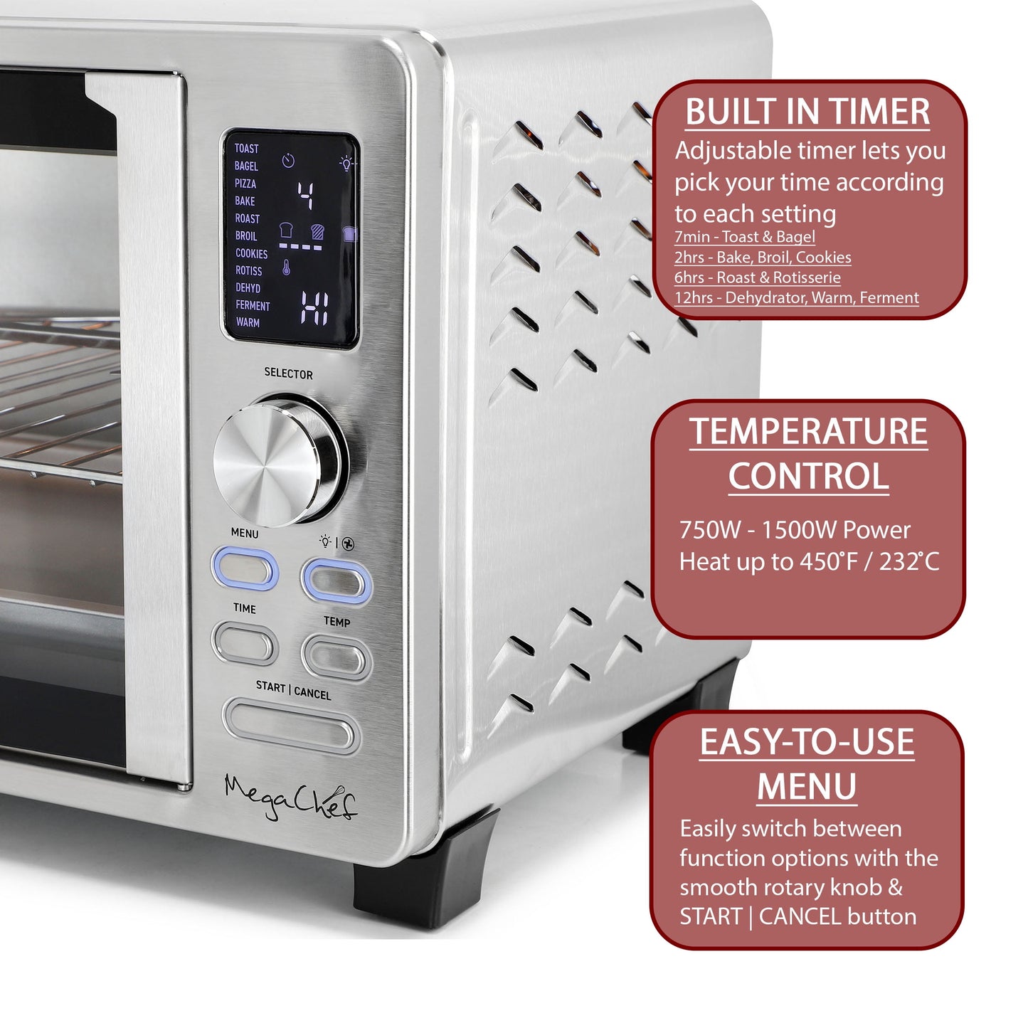MegaChef 25 Quart Digital Electric French Door Multi-Function Counter Top Oven with Rotisserie Set