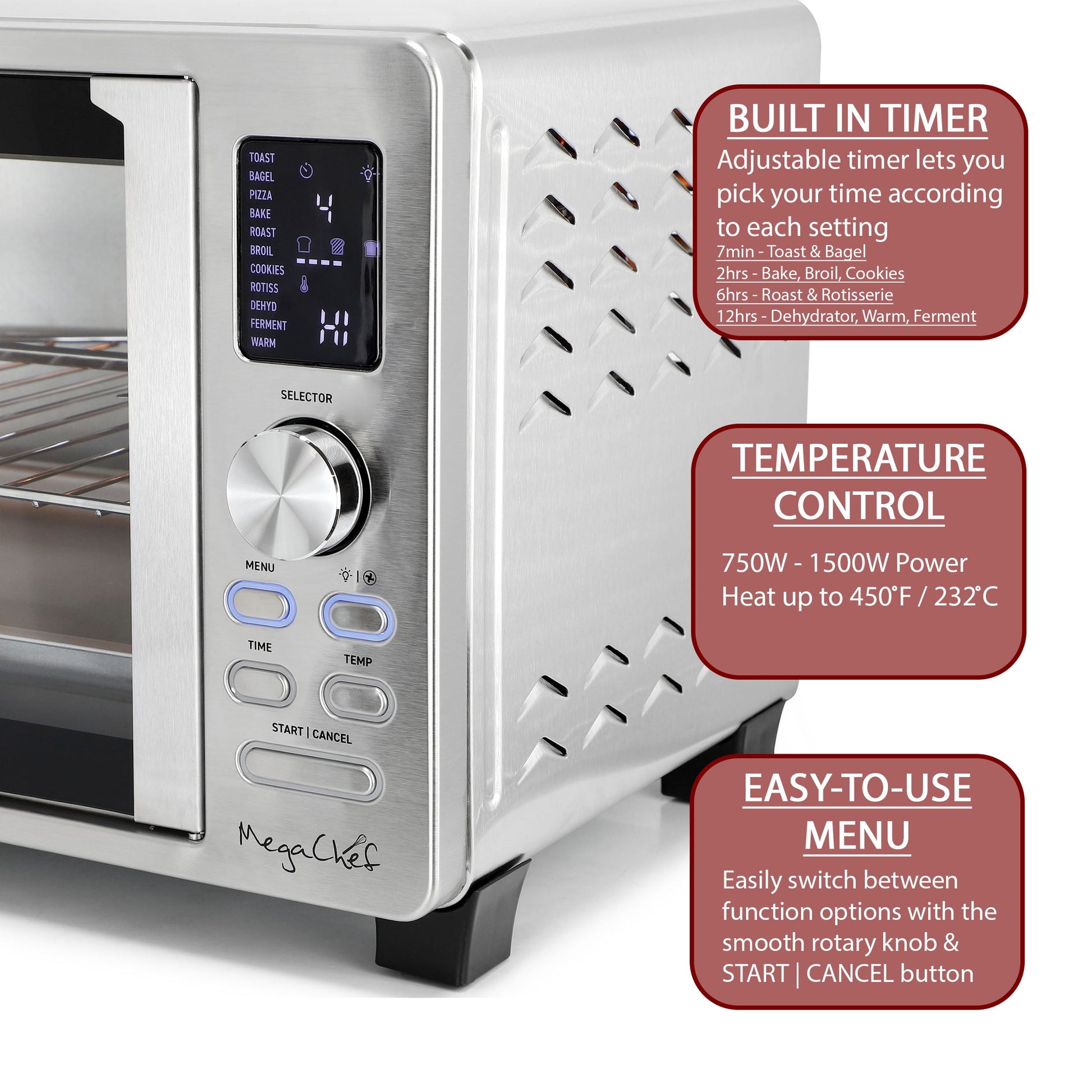 MegaChef 25 Quart Digital Electric French Door Multi-Function Counter Top Oven with Rotisserie Set