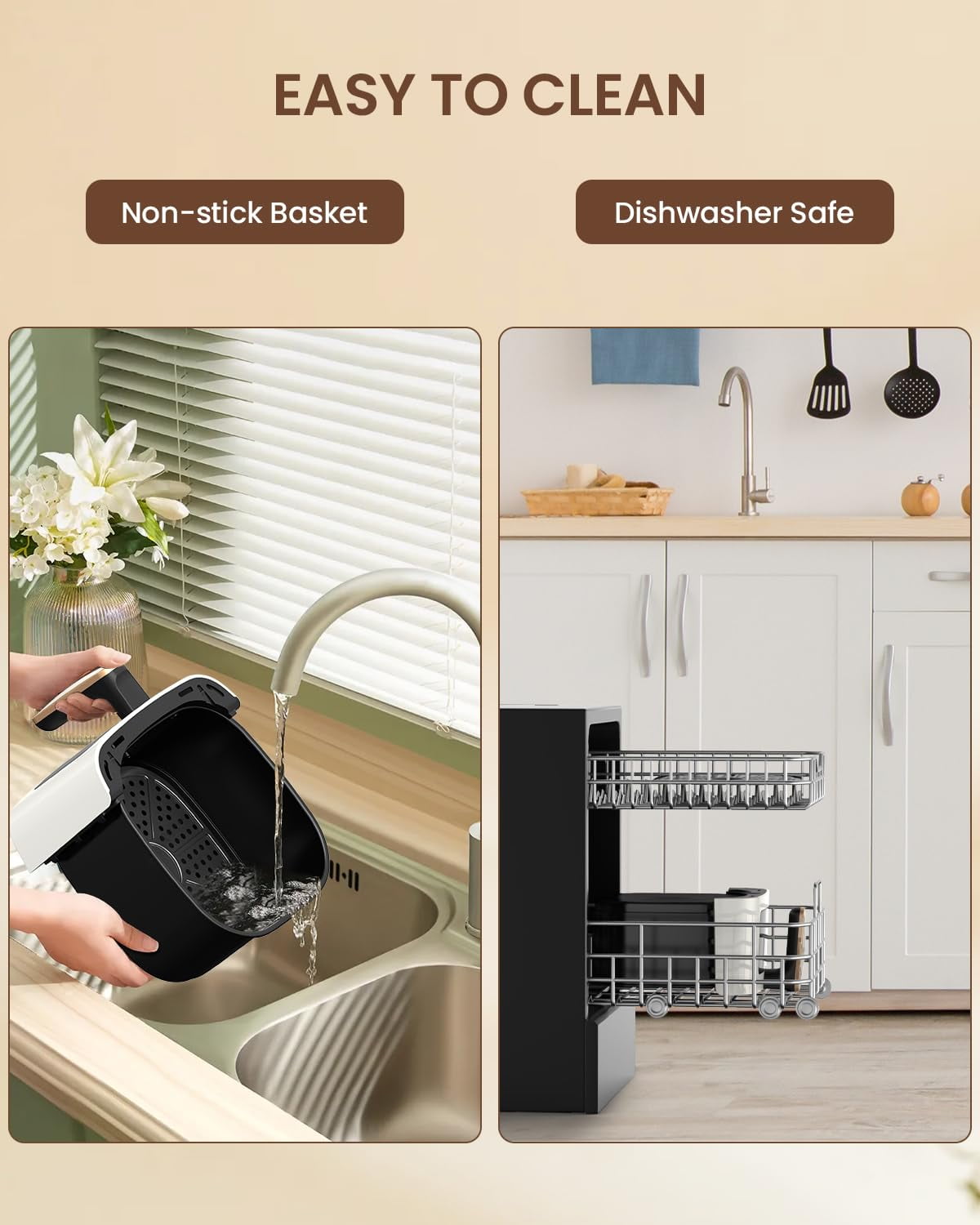 VEWIOR Air Fryer, 5.3Qt Airfryer with Viewing Window, 7 Custom Presets Large Oven with Smart Digital Touchscreen,Non-stick and Dishwasher-Safe Basket