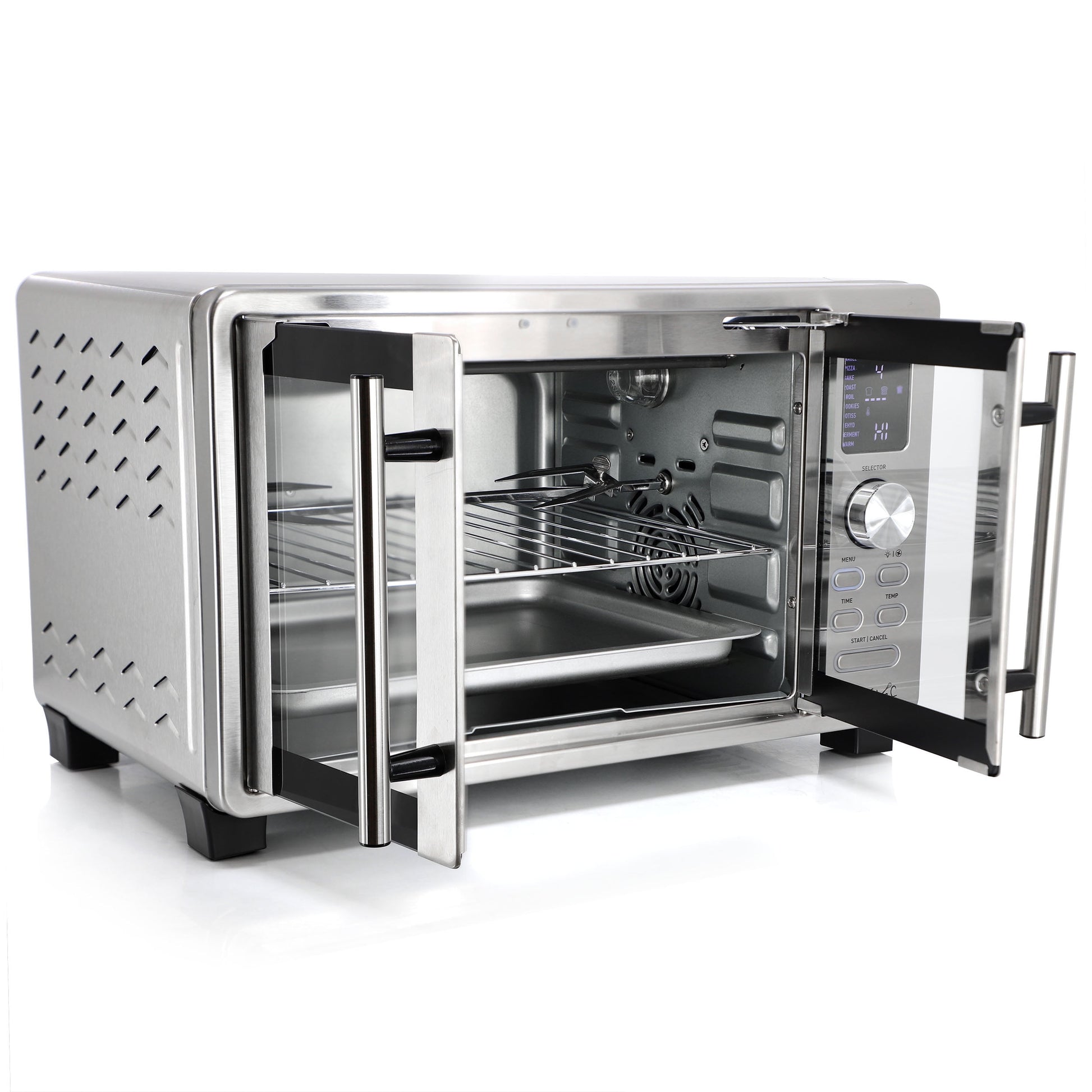 MegaChef 25 Quart Digital Electric French Door Multi-Function Counter Top Oven with Rotisserie Set