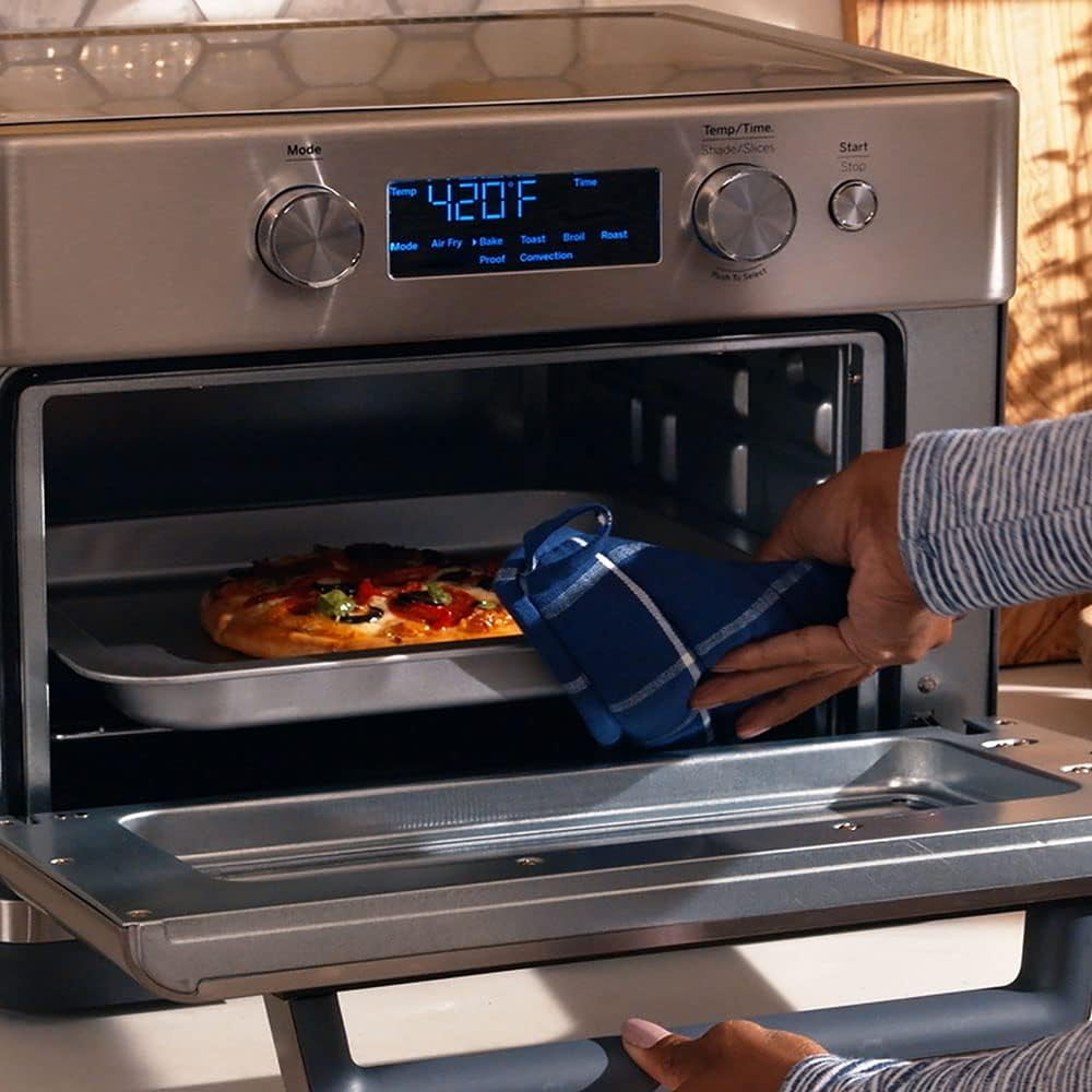 GE 1500-Watt Digital Air Fry 8-in-1 Toaster Oven with Convection and Removable Crumb Tray, Stainless Steel
