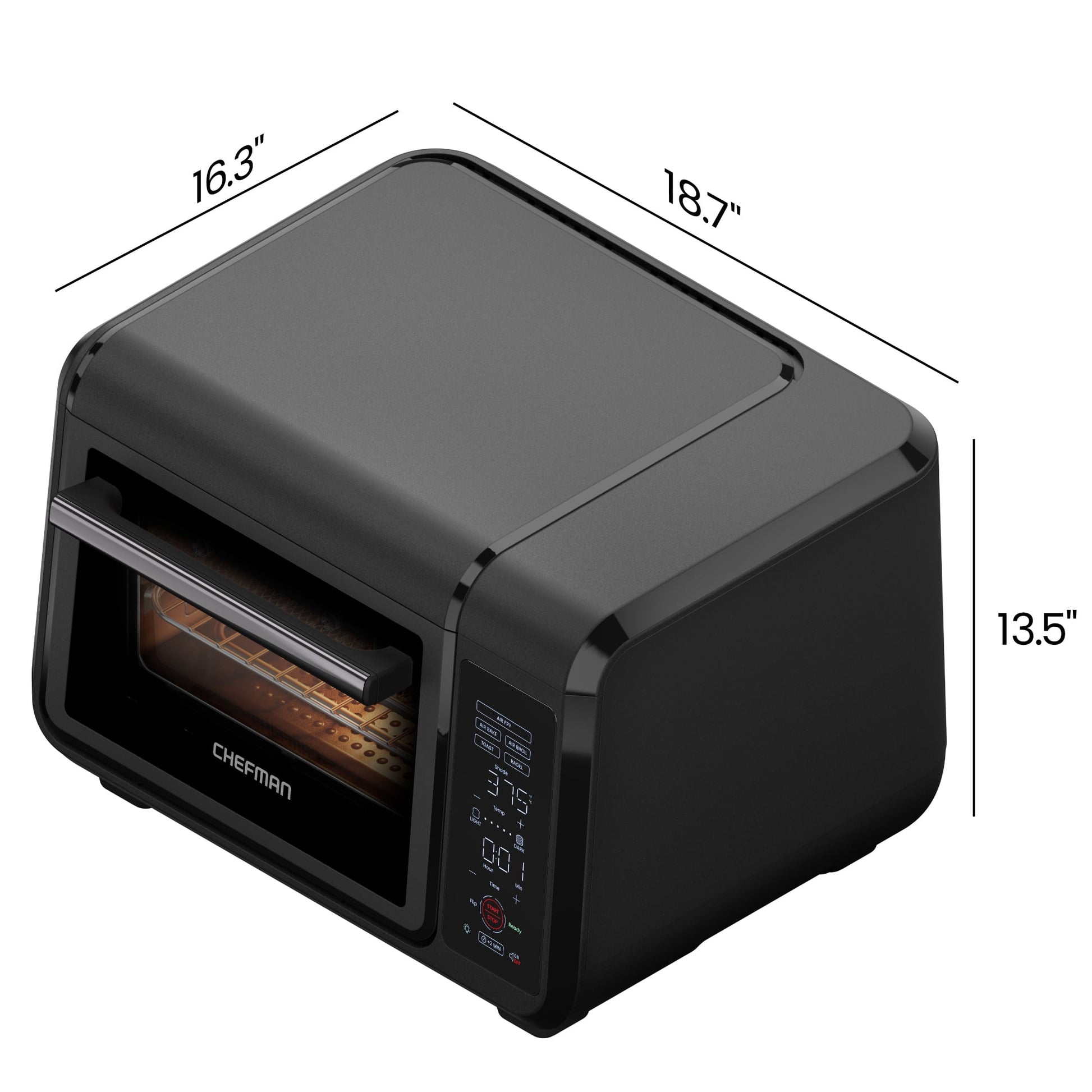 Chefman EasyAir 15 Qt. Toaster Oven Air Fryer, 5 Cooking Functions & 450°F Max Temperature – Black
