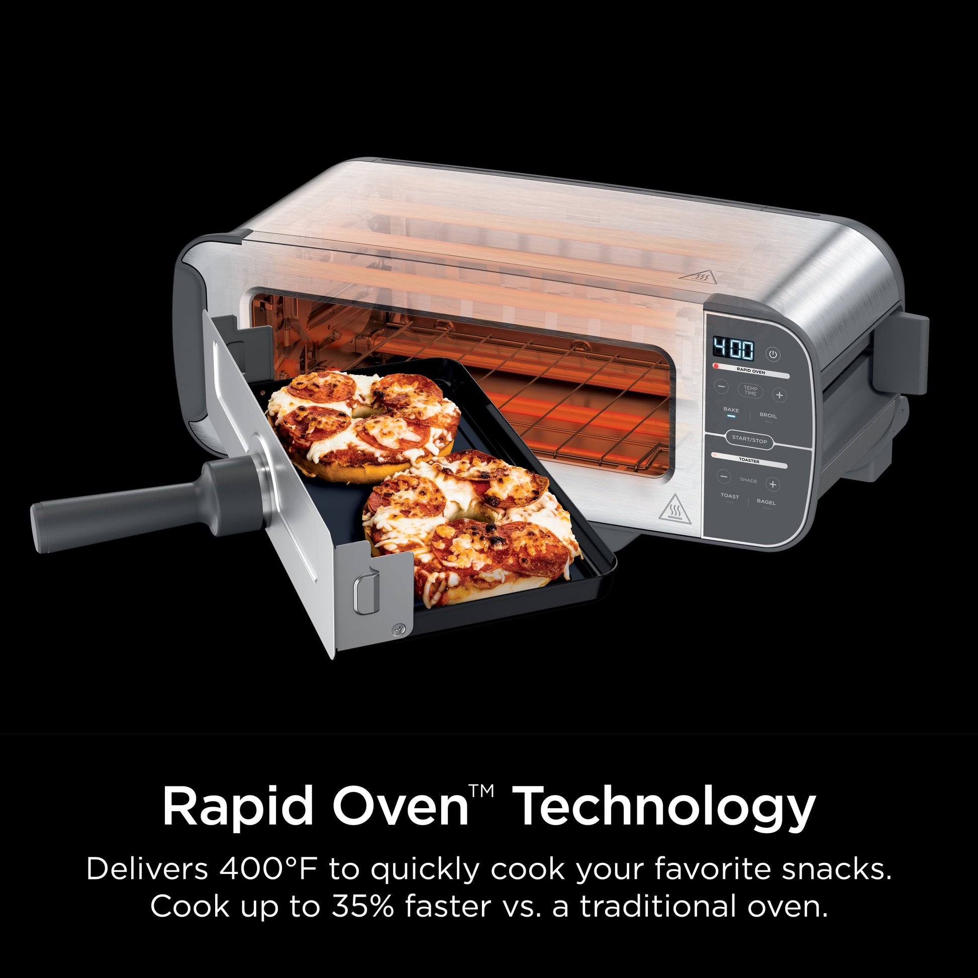 Ninja® Foodi™ 2-in-1 Flip Toaster, 2-Slice Toaster, Compact Toaster Oven, Snack Maker, 1500 Watts, ST100