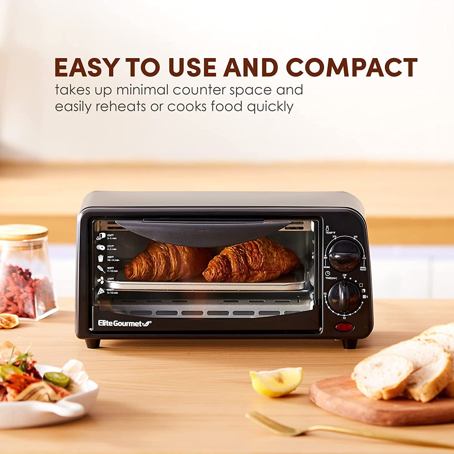 Elite Gourmet ETO236 New 2 Slice Toaster Oven with Timer