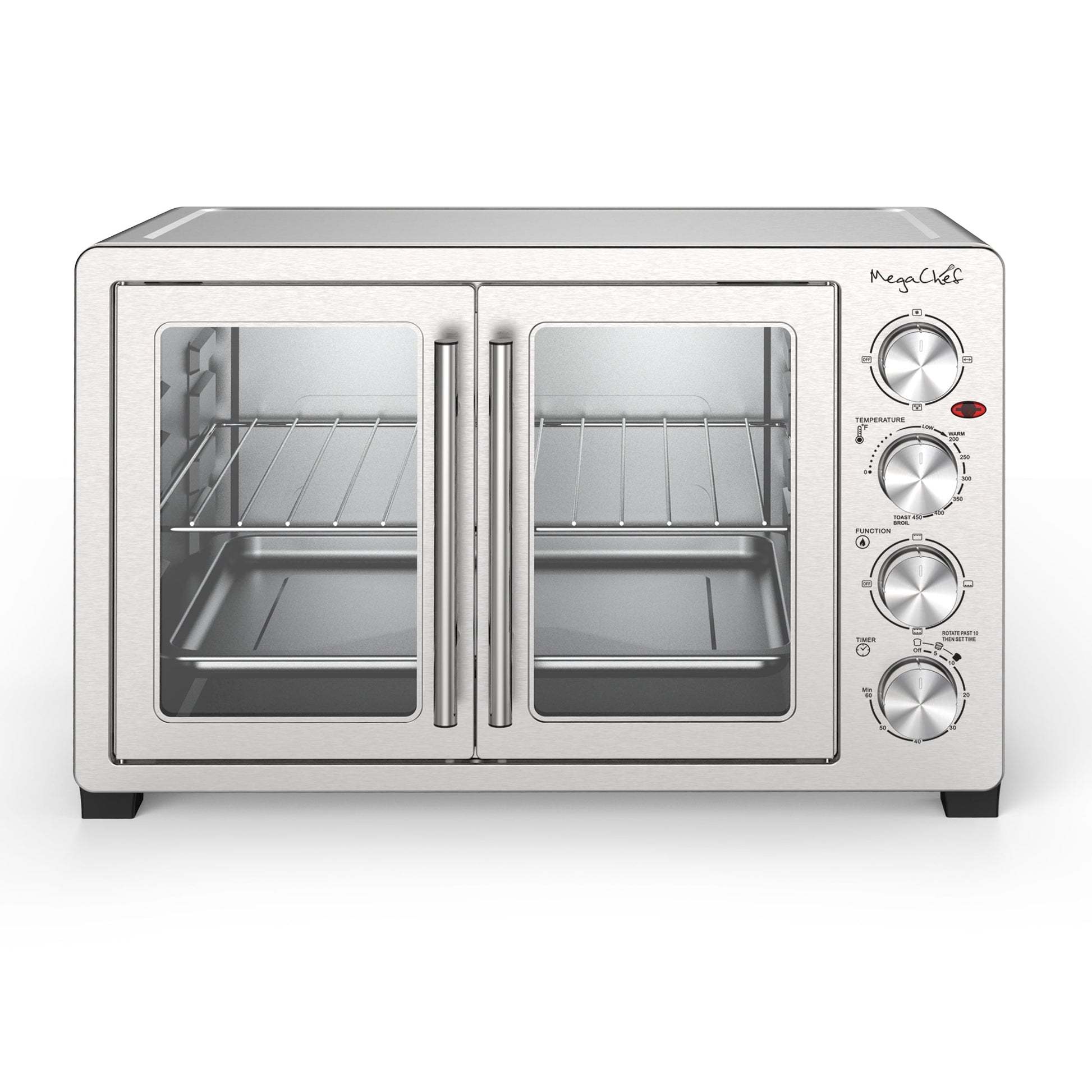 MegaChef 45 Quart Electric French Door Rotisserie Convection Counter Top Oven