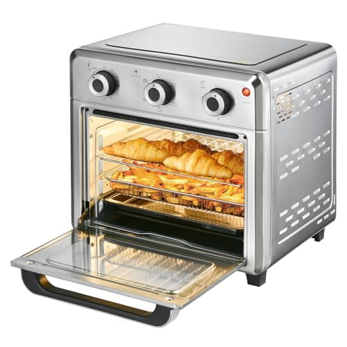 Panana Compact Airfryer Toaster Oven, 1400W 21QT with 6-in-1 Multifunctions and Wide Temperature Range, Air Fryer Oven with 60-Minute Timer/Auto-Off, Stainless Steel Countertop Ove