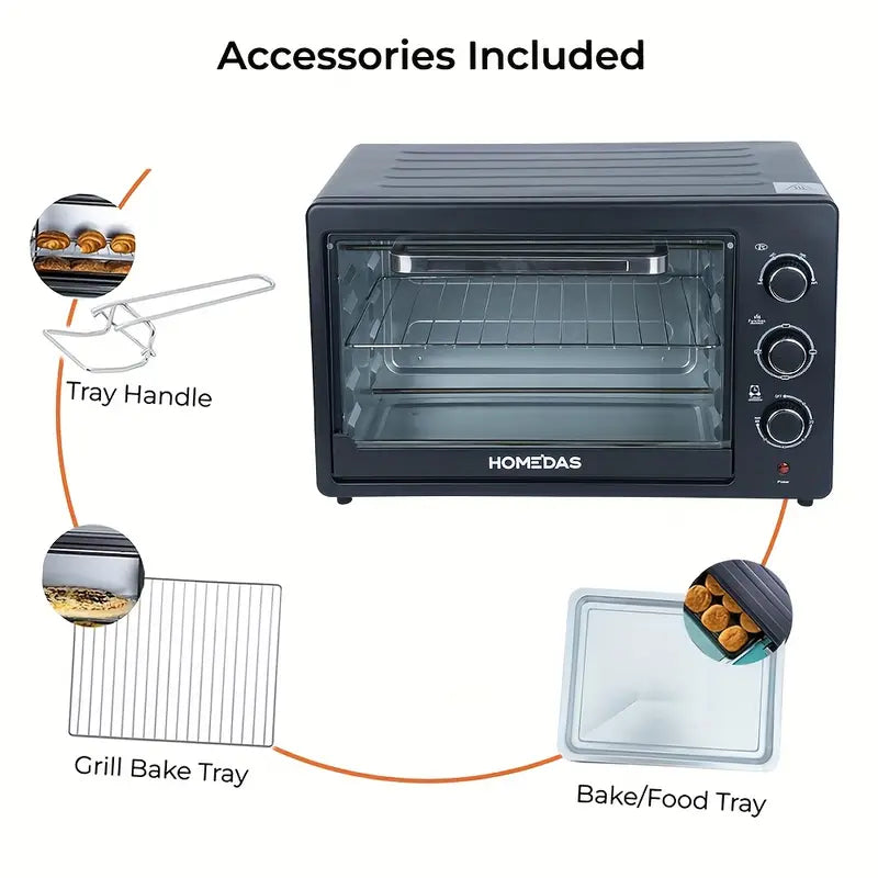DASNITE 1600W 38 Qt  Toaster Oven - Oil-Less Cooking,Adjustable Temperature Control,Timer Stainless Steel Countertop With Rapid Heat Circulation,Even Cooking,Healthy Meal Preparation