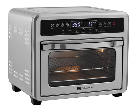Culinary Chef Air Fryer Oven, Digital, 26 Quart 10-in-1 Countertop Toaster Oven and Air Fryer Combo in Stainless Steel