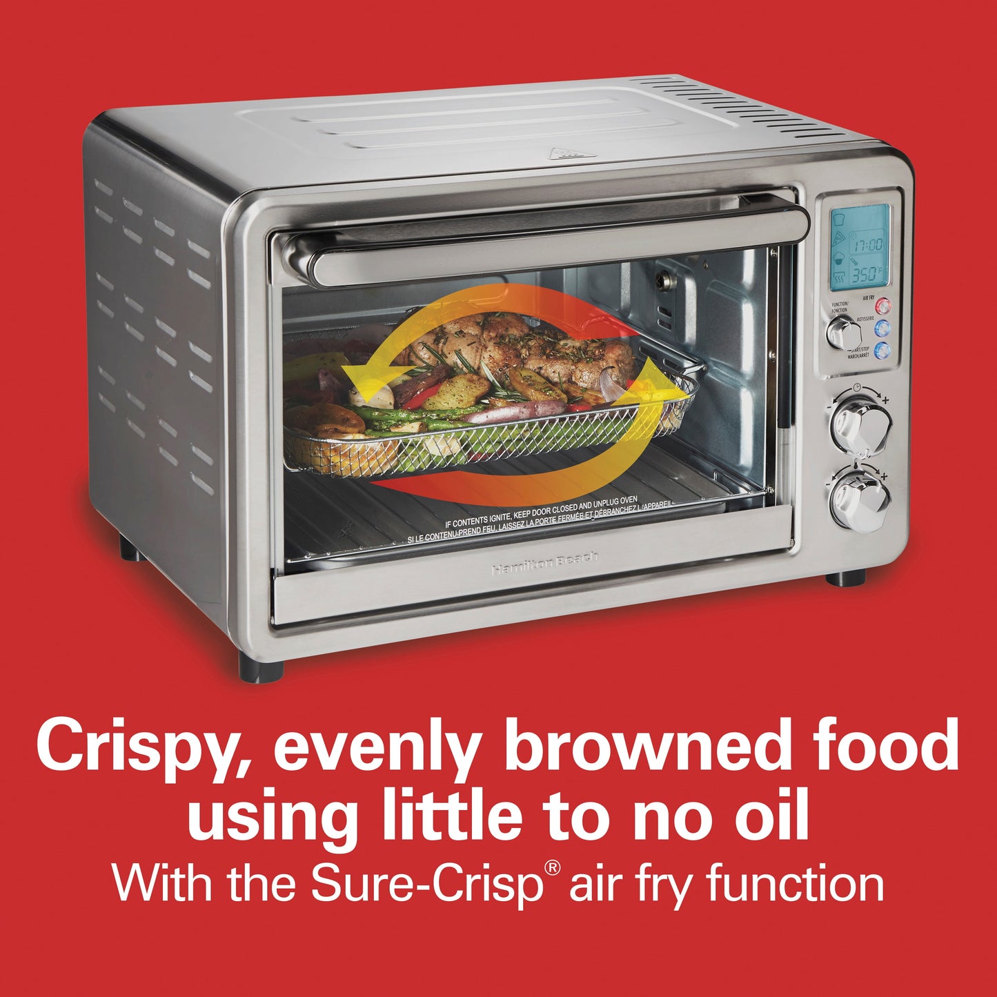 Restored Hamilton Beach Sure-Crisp Digital Air Fryer Toaster Oven with Rotisserie (Refurbished)