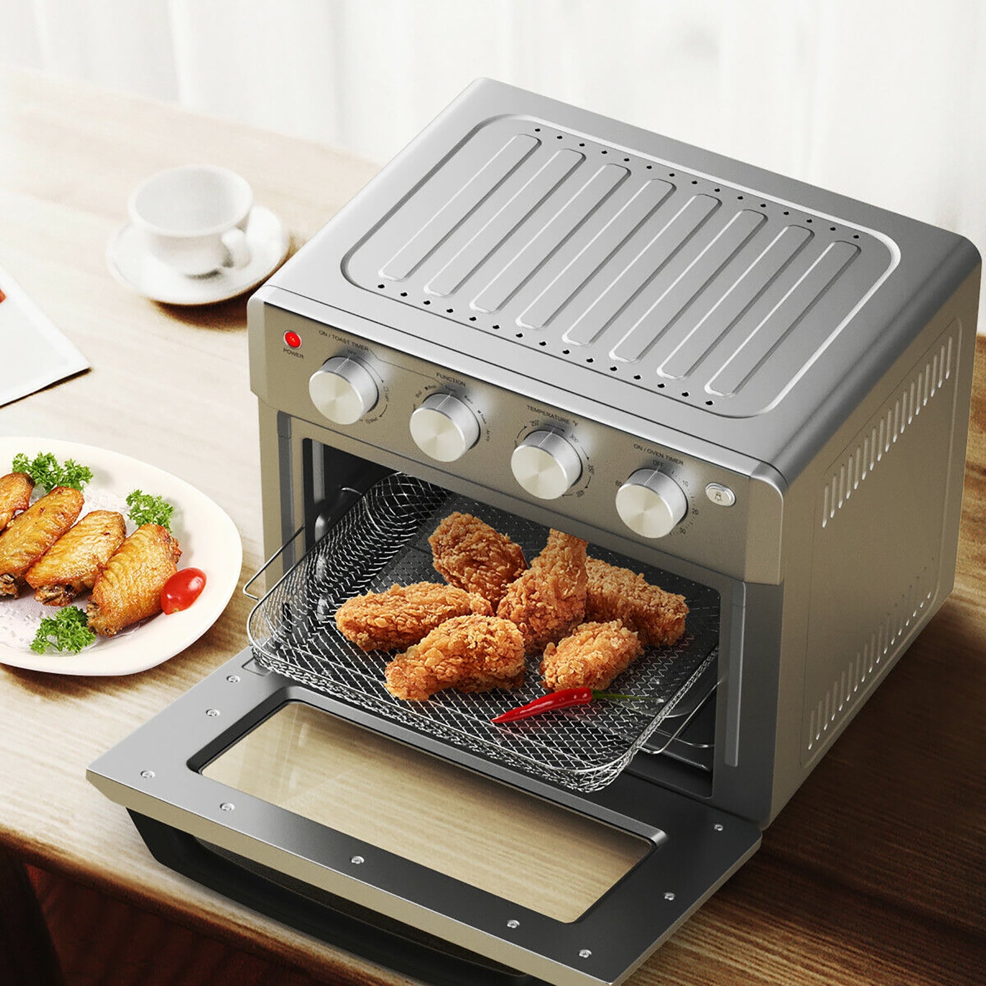 Costway 7-in-1 Air Fryer Toaster Oven 19 QT Dehydrate Convection Ovens w/ 5 Accessories