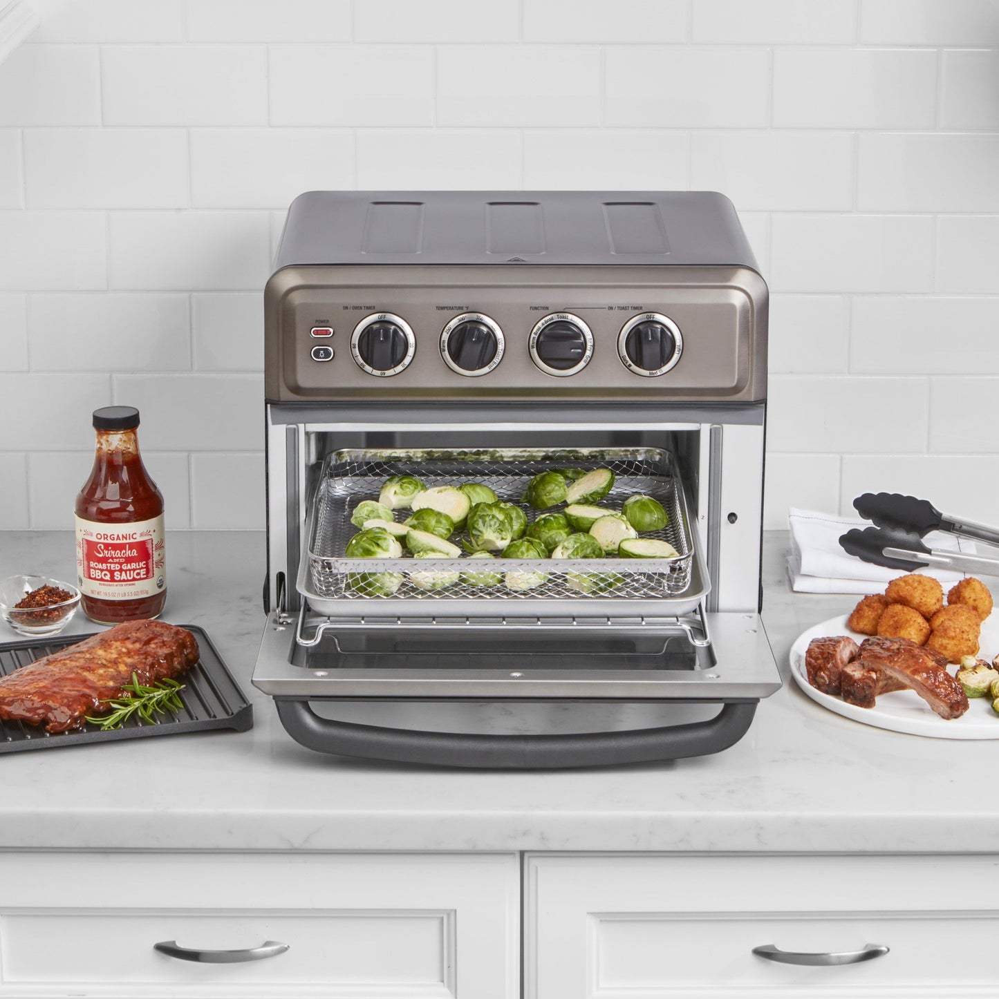 Cuisinart TOA-70BKS AirFryer Toaster Oven with Grill Black Stainless Steel Bundle with 1 YR CPS Enhanced Protection Pack
