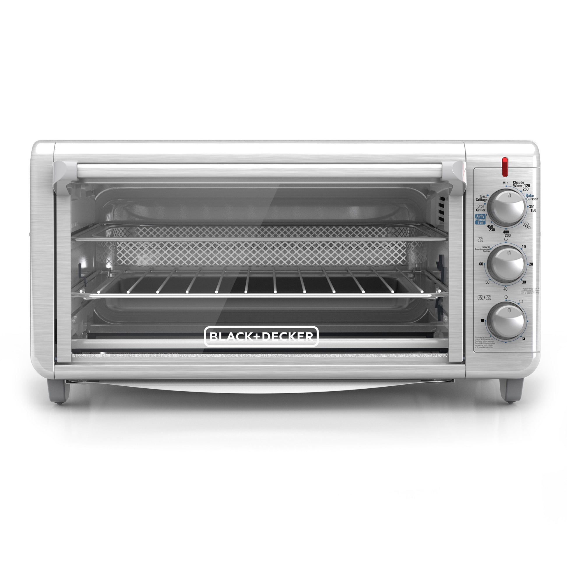 BLACK+DECKER Crisp 'N Bake Air Fry Toaster Oven, 8-Slice, 5 Cooking Functions, 60 Minute Timer, Stainless Steel