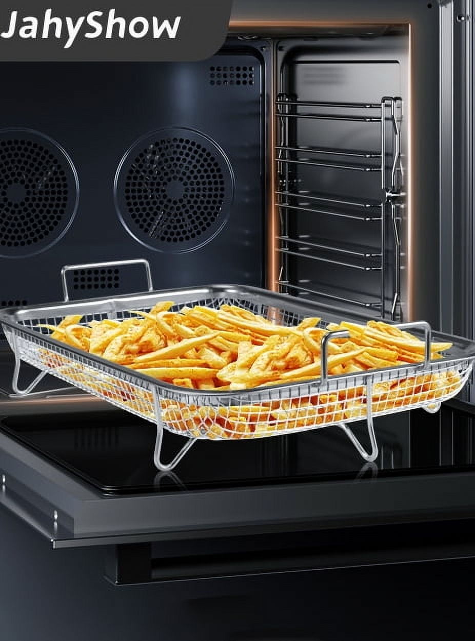 JahyShow Air Fryer Basket 2-Piece Non-Stick Stainless Steel Deep Fryer Accessories