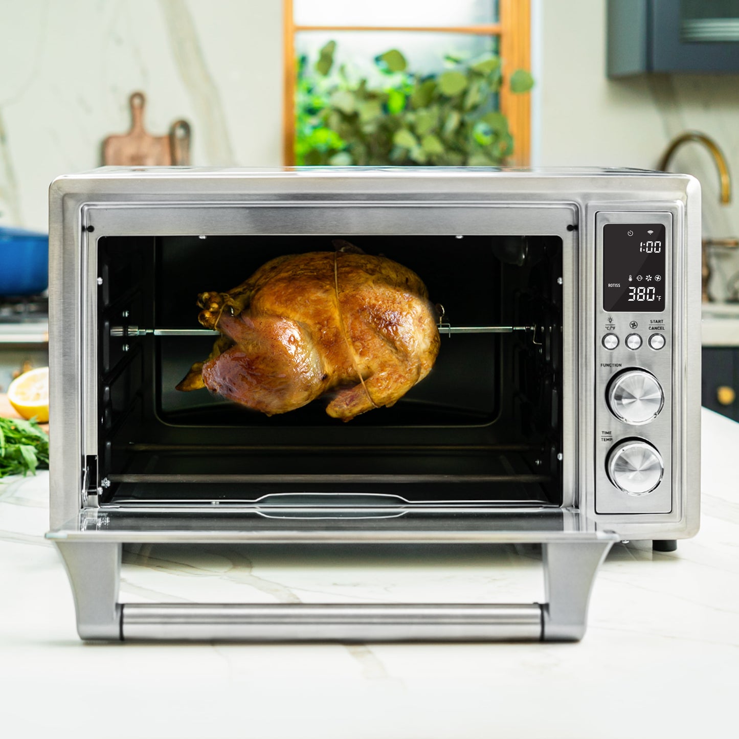 Cosori 9-Slice Smart Ceramic Air Fryer Toaster Oven, Stainless Steel, Silver