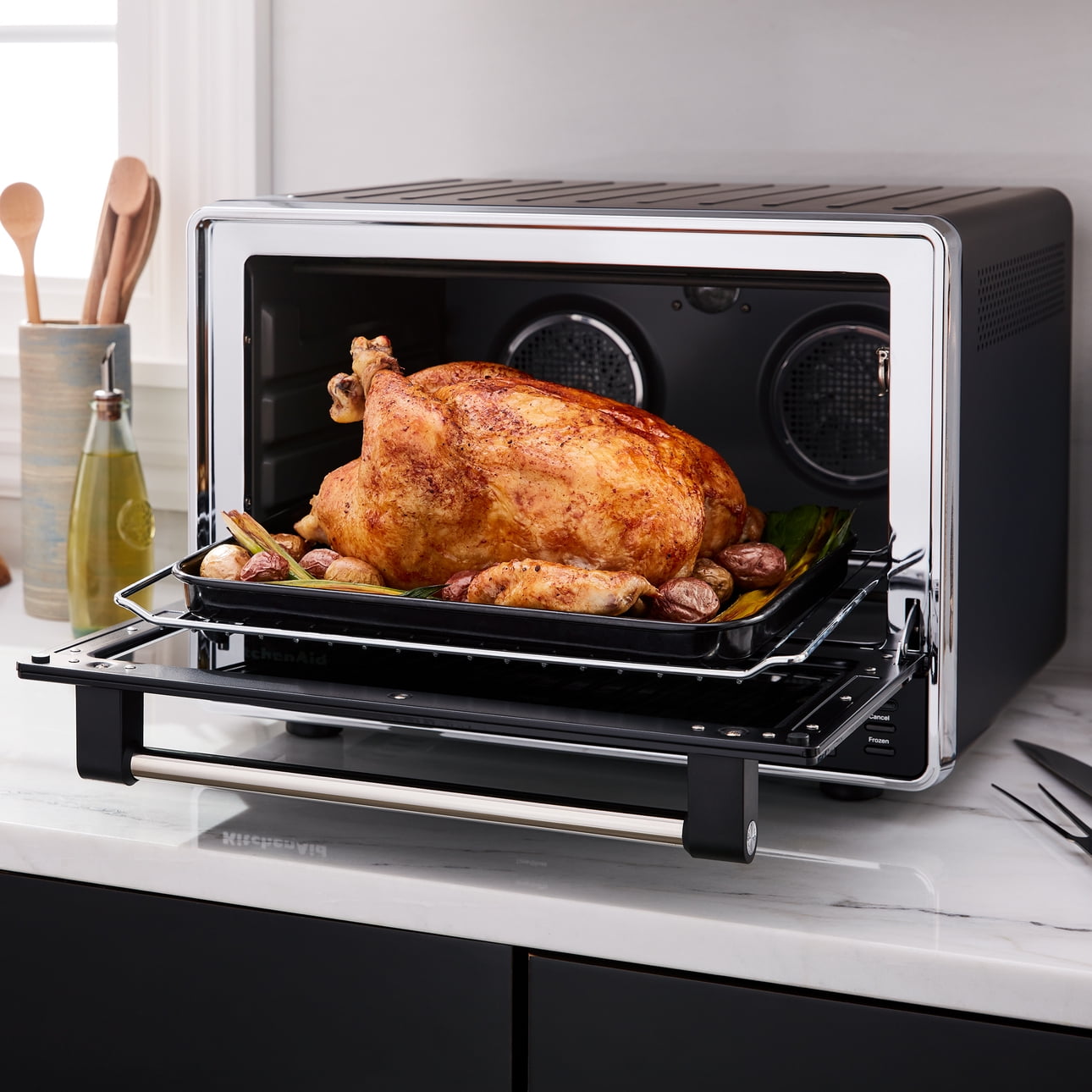 KitchenAid Dual Convection Countertop Oven with Air Fry and Temperature Probe, Black Matte, KCO224BM