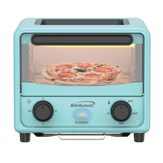 Brentwood 101-Oz. (3 L) 500-Watt Stainless Steel Mini Toaster Oven (Blue), TS-3430BL