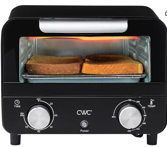 COOK WITH COLOR Mini Toaster Oven: 600W Power, Precision Timer, Auto Shutoff, and Culinary Delights Up To 450 Degrees, Black