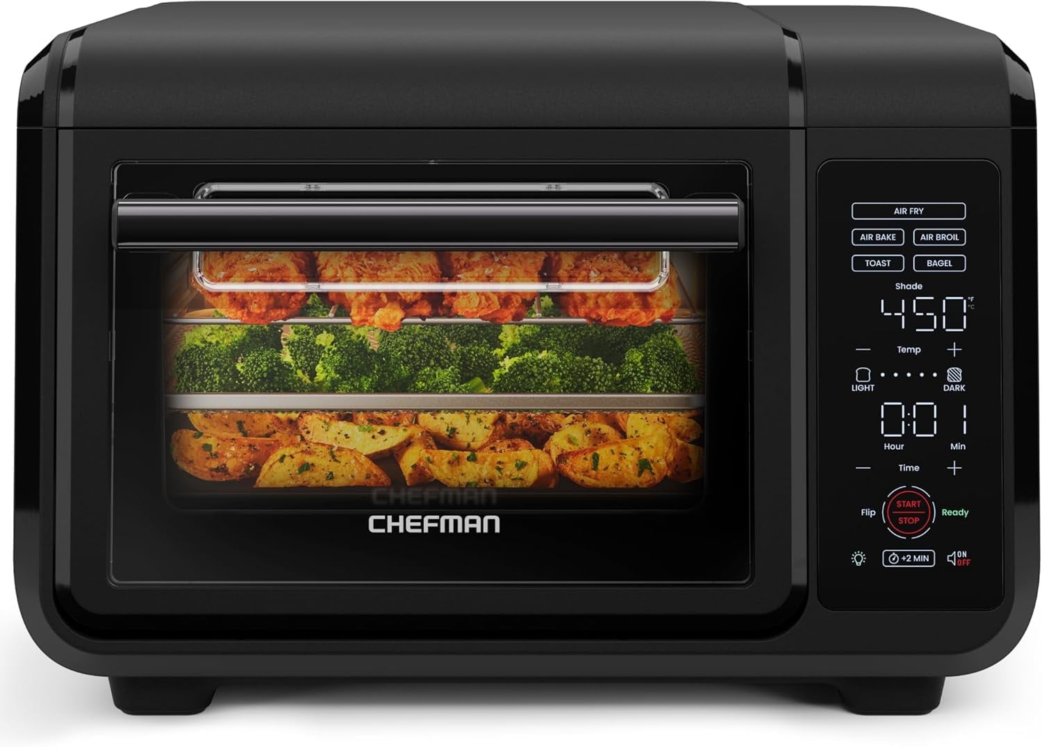 Chefman EasyAir 15 Qt. Toaster Oven Air Fryer, 5 Cooking Functions & 450°F Max Temperature – Black