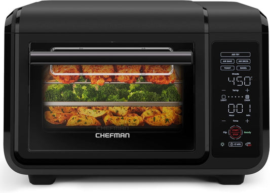 Chefman EasyAir 15 Qt. Toaster Oven Air Fryer, 5 Cooking Functions & 450°F Max Temperature – Black