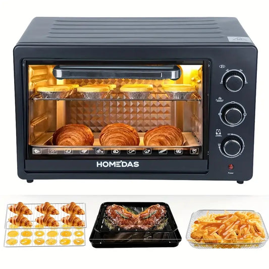 DASNITE 1600W 38 Qt  Toaster Oven - Oil-Less Cooking,Adjustable Temperature Control,Timer Stainless Steel Countertop With Rapid Heat Circulation,Even Cooking,Healthy Meal Preparation