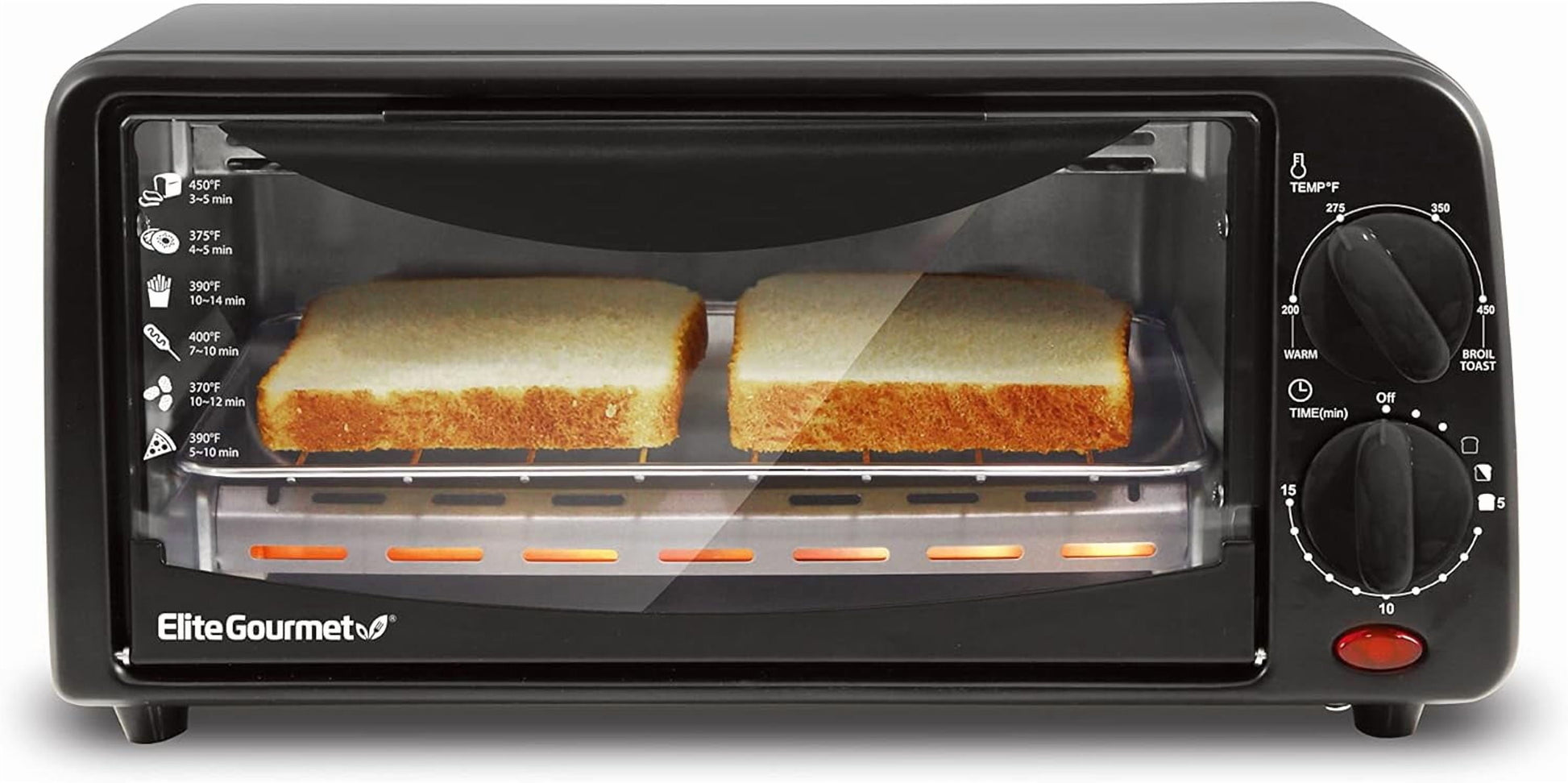 ETO236 Personal Compact 2 Slice Countertop Toaster Oven with 15 Minute Timer & Adjustable Temperature, Bake, Broil, & Toast, Black