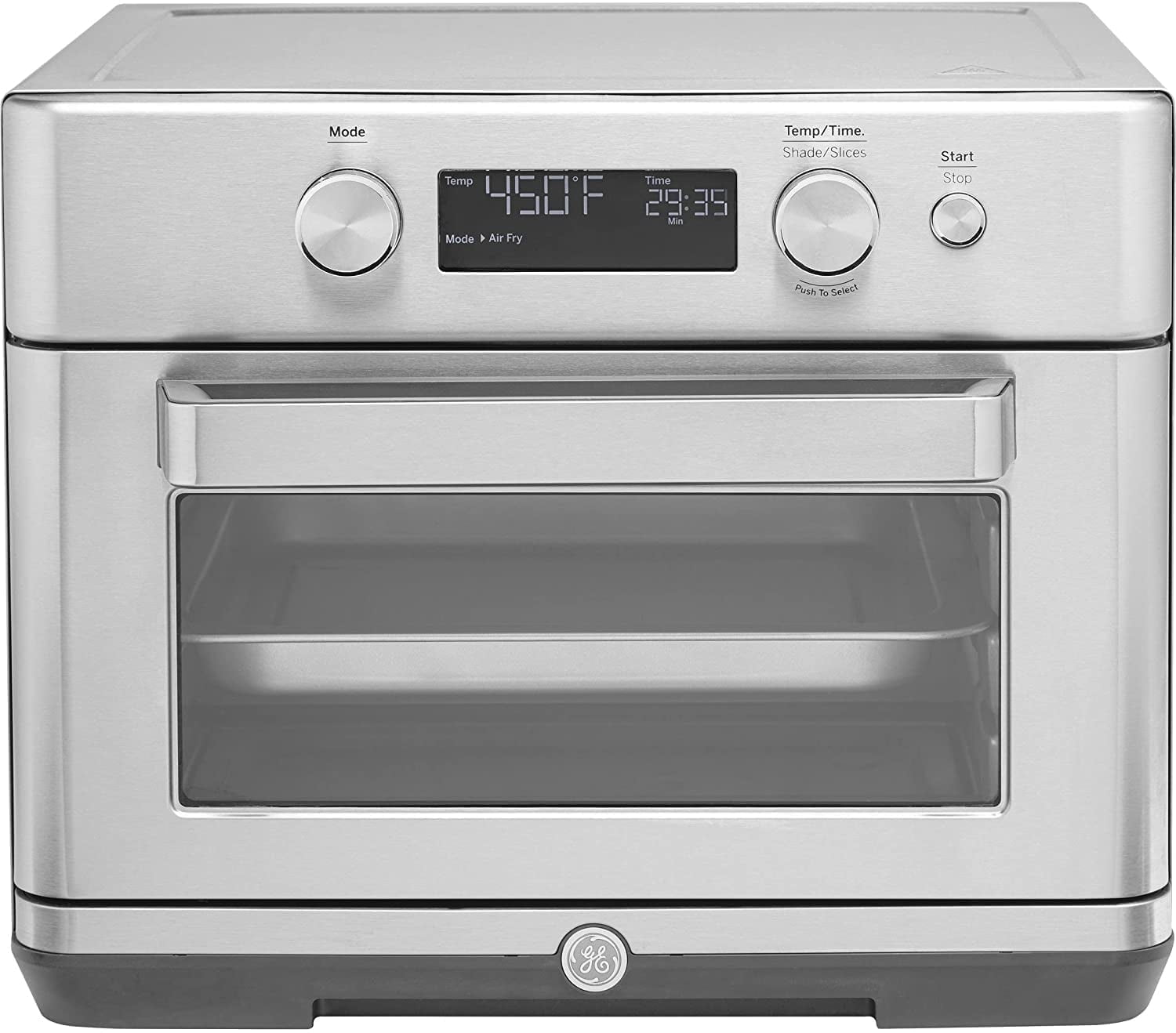 GE 1500-Watt Digital Air Fry 8-in-1 Toaster Oven with Convection and Removable Crumb Tray, Stainless Steel