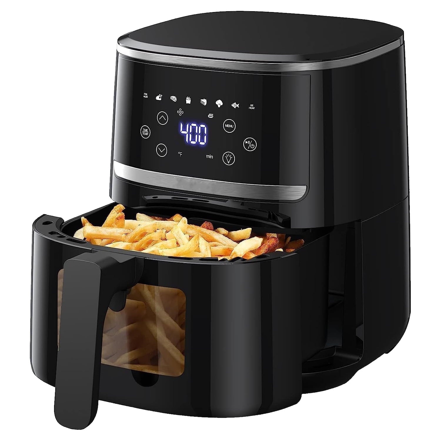 Garvee 5Qt Small Air Fryer, 8-in-1 Oilless Air Fryer Oven with Visible Cooking Window, up to 400℉, Black