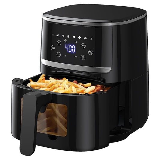 Garvee 5Qt Small Air Fryer, 8-in-1 Oilless Air Fryer Oven with Visible Cooking Window, up to 400℉, Black