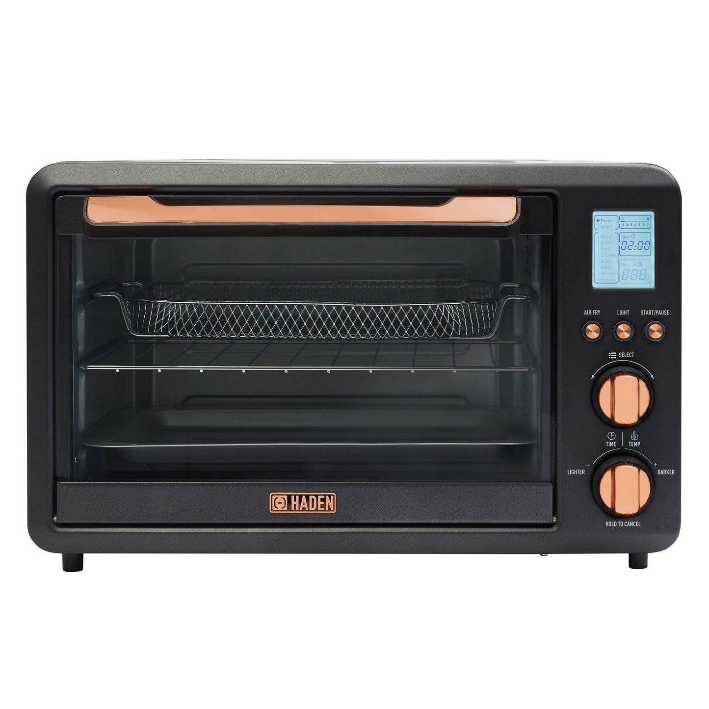 Open Box Haden Countertop 6 Slice Toaster Oven Air Fryer for Kitchen, Black/Copper