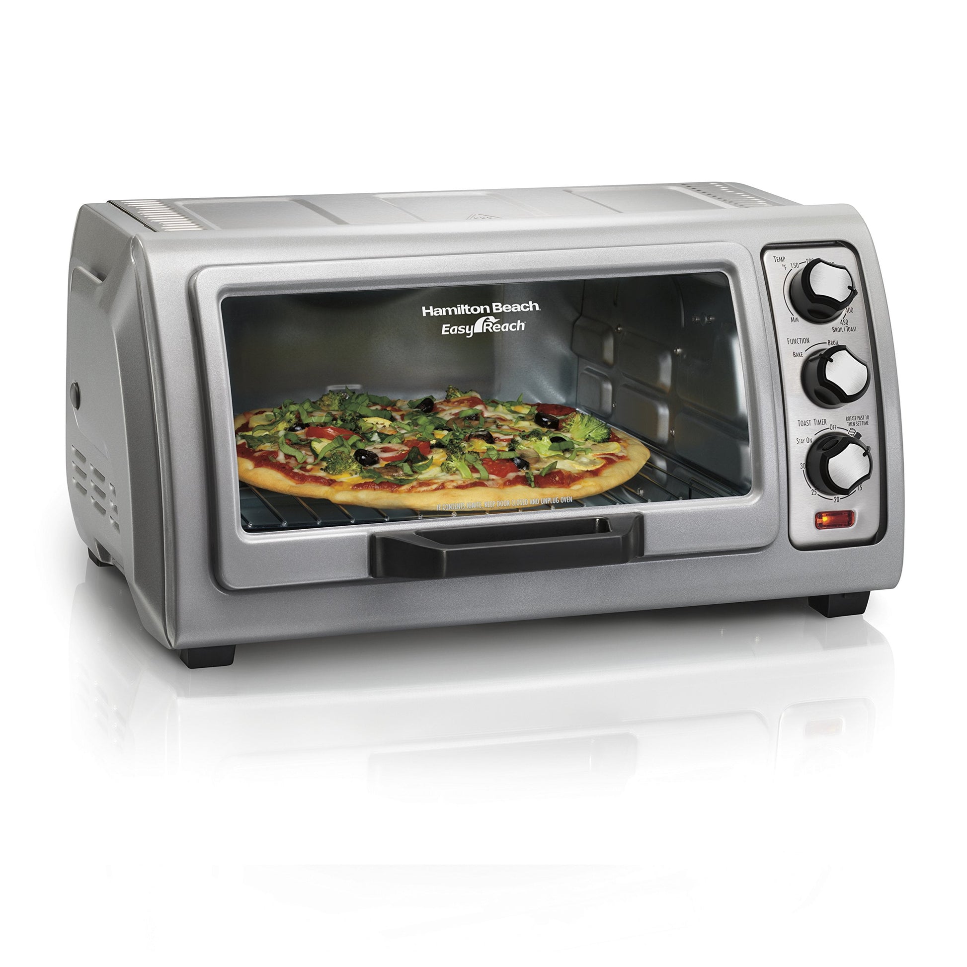 Hamilton Beach 31127 Easy Reach Toaster Oven with Roll-Top Door, Silver