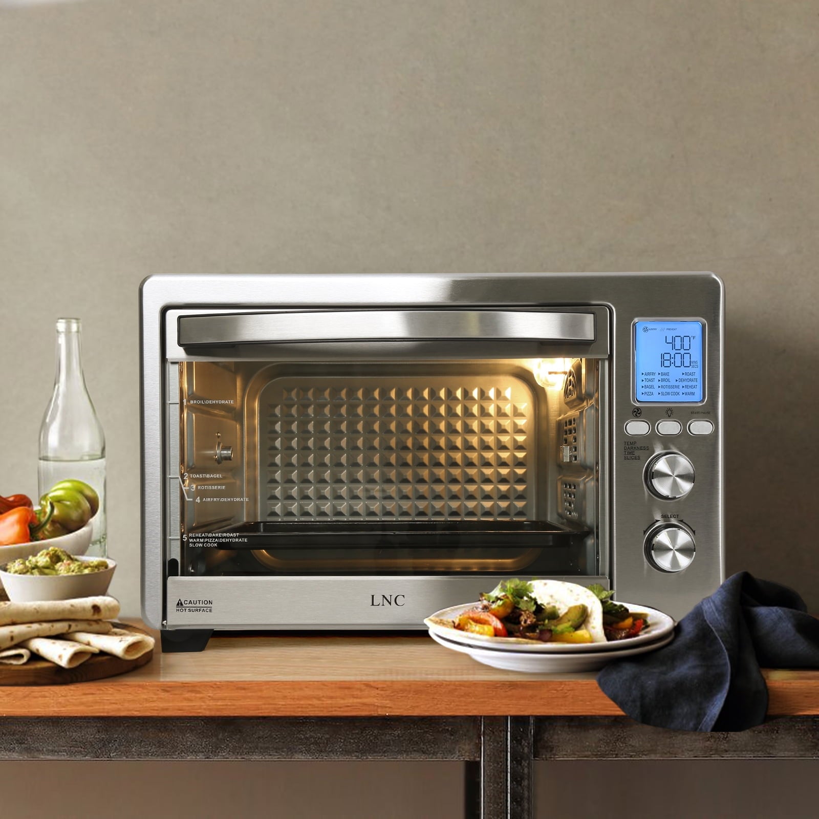 Air Fryer Toaster Oven 12-in-1 Countertop Oven with Speedy Convection, Large 34 QT Capacity, 1750W, Stainless Steel - Gray