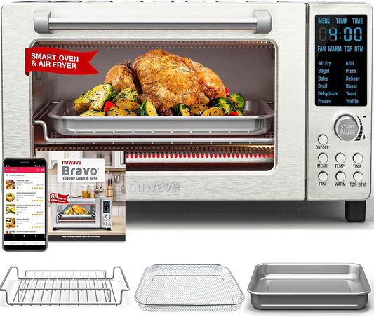 NuWave Bravo 21-Qt Toaster oven, 1800W New Oven & Air Fryer Combo, Convection Toaster Oven Countertop, Pizza, Large