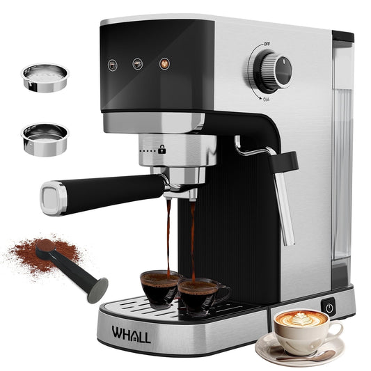 WHALL Touchscreen Espresso Machine 20 Bar，Espresso Coffee Maker with Milk Frother Steam Wand, Stainless Steel Coffee Machine with Removable Water Tank New