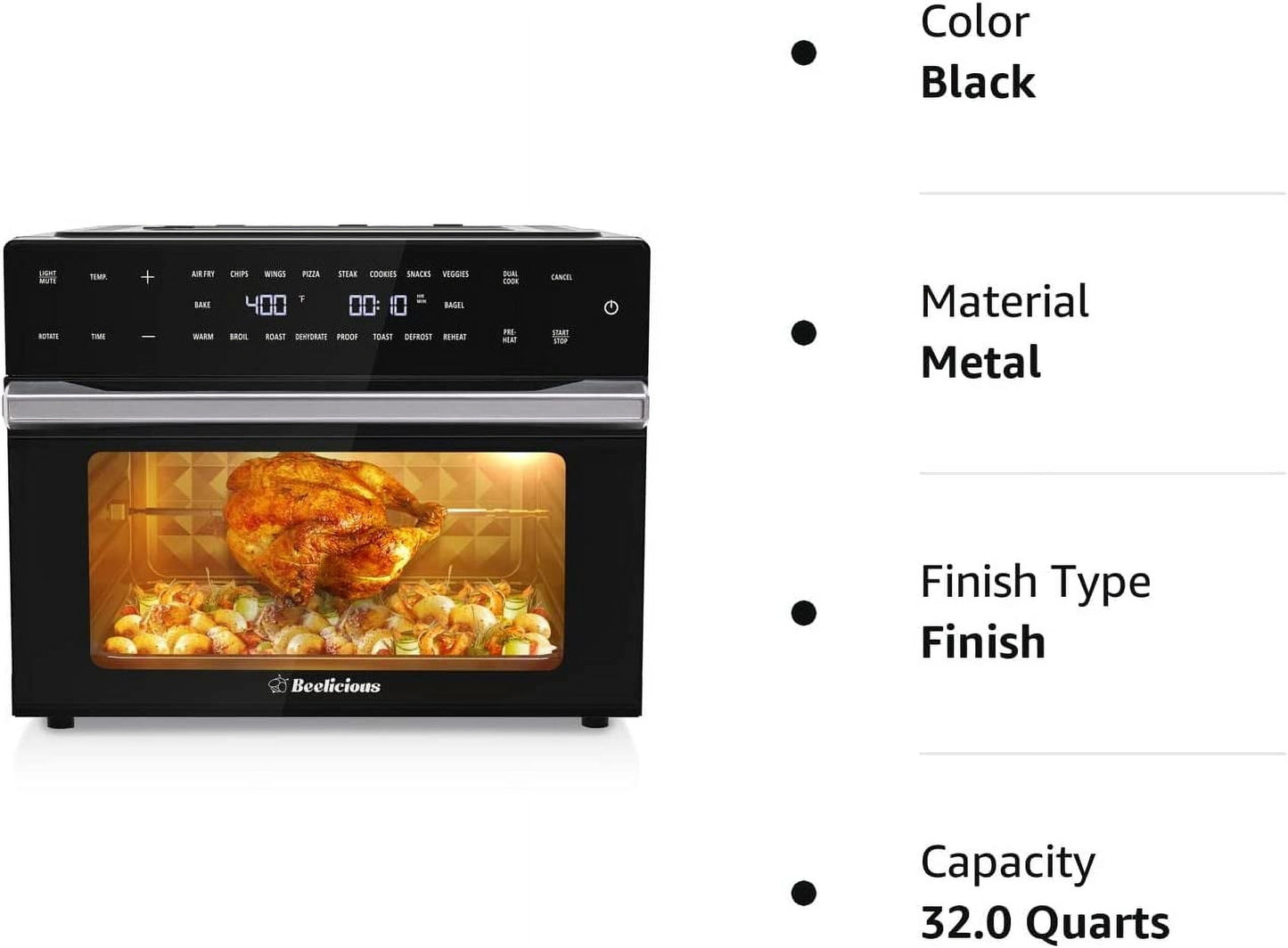 Aeitto 32 QT Large Air Fryer Ovens, Rotisserie Oven with Dehydrator, 19-in-1 Convection Toast Countertops Oven Combo, 6 Accessories