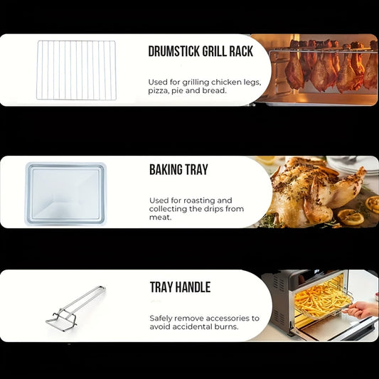 3-in-1 Digital Air Fry, Large Toaster Oven, Kitchen Countertop Convection Oven Cooker