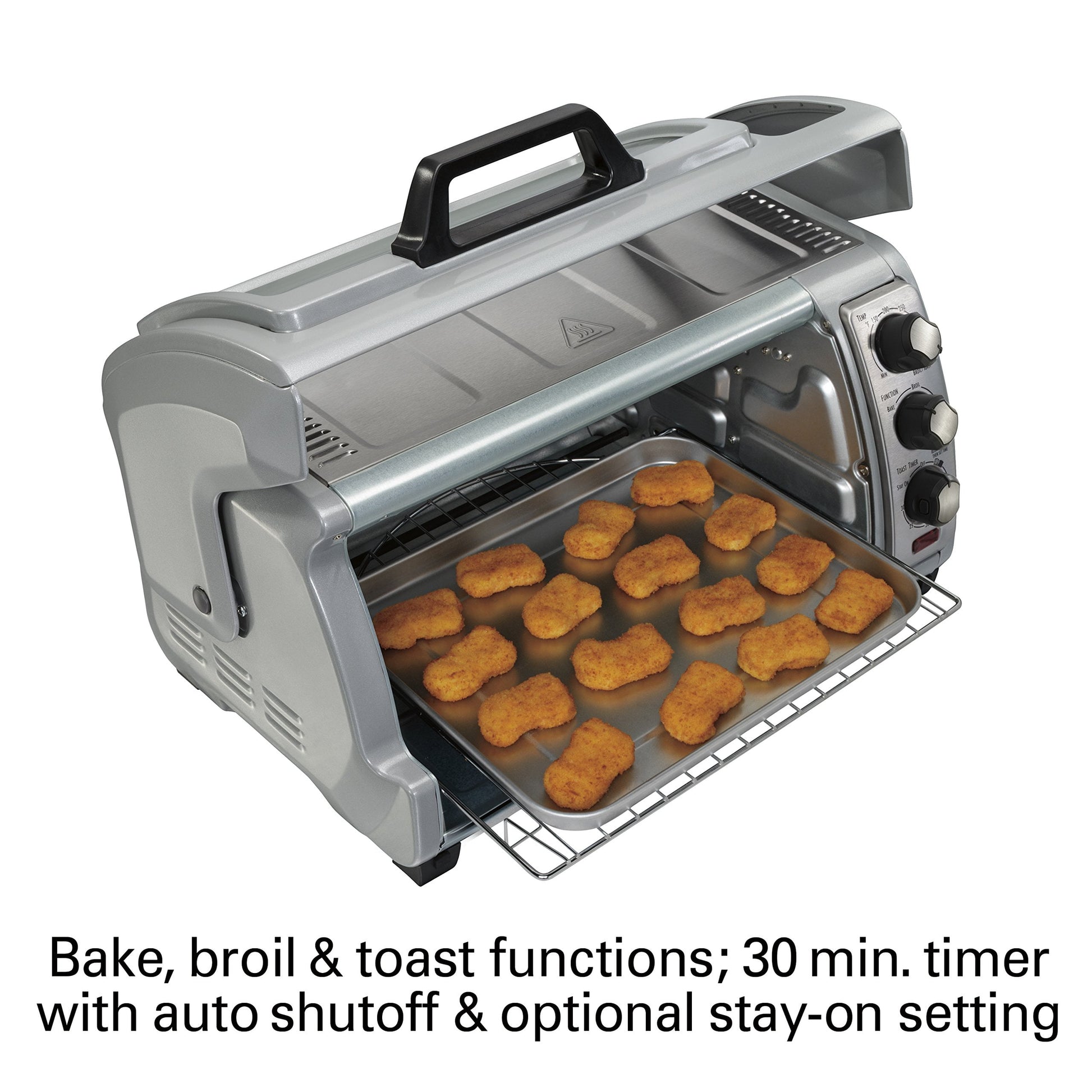 Hamilton Beach 31127 Easy Reach Toaster Oven with Roll-Top Door, Silver