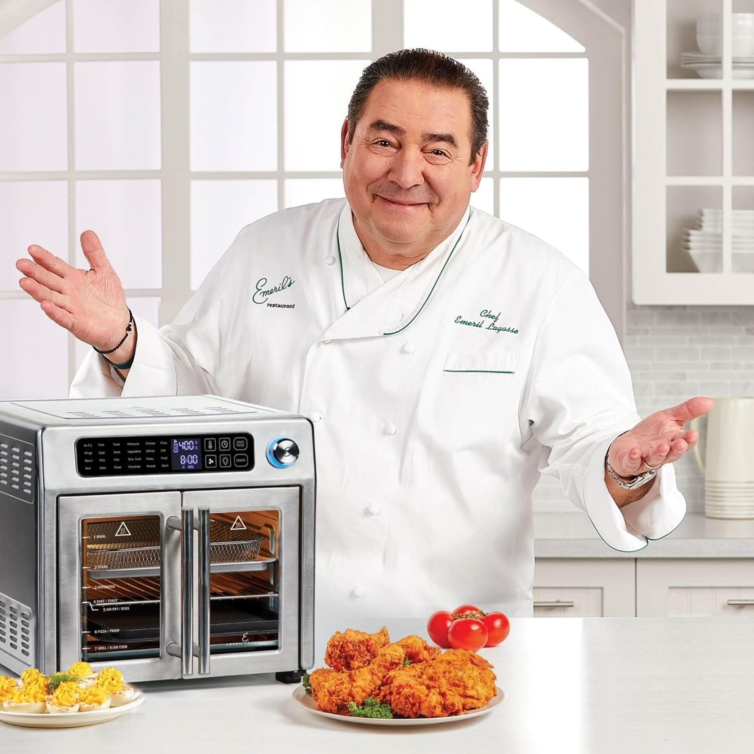 Emeril Lagasse French Door Air Fryer Toaster Oven Combo, 26QT, Stainless Steel, 4-00675-02X
