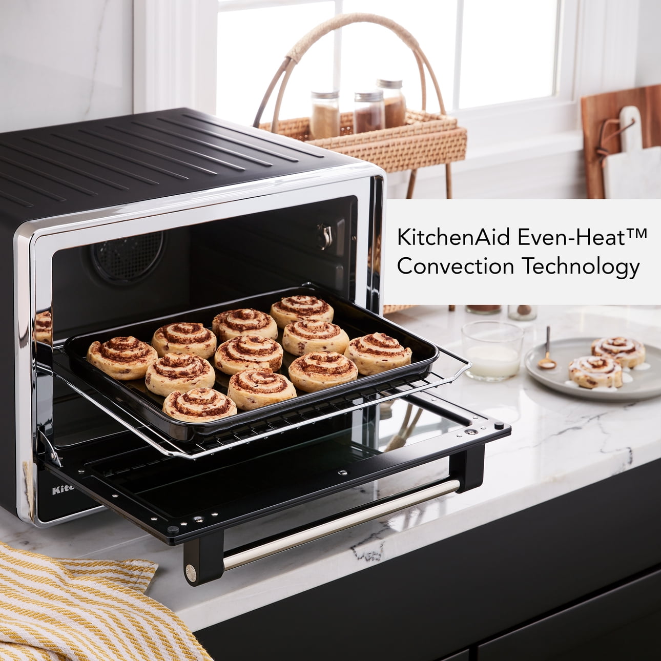 KitchenAid Dual Convection Countertop Oven with Air Fry and Temperature Probe, Black Matte, KCO224BM