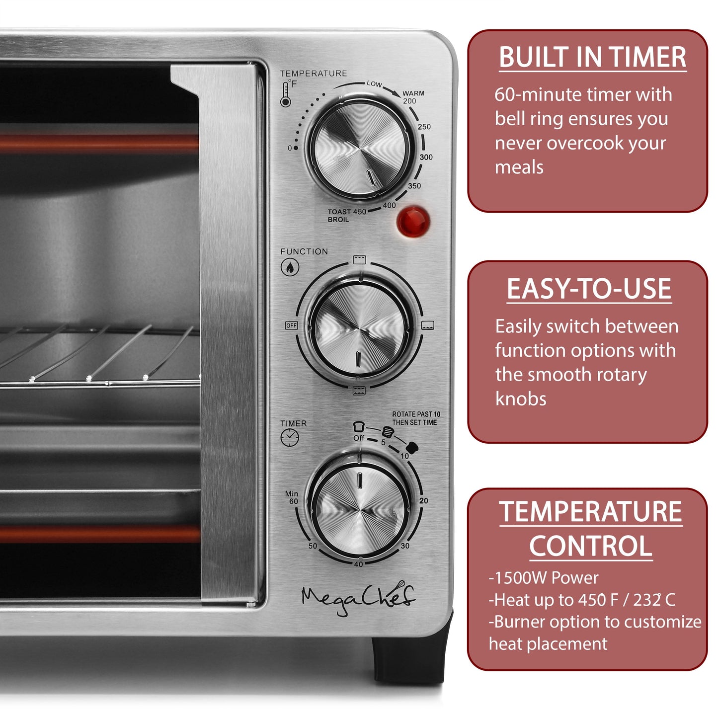 MegaChef 25 Quart French Door Multi-Function Electric Toaster Oven with Rotisserie Set