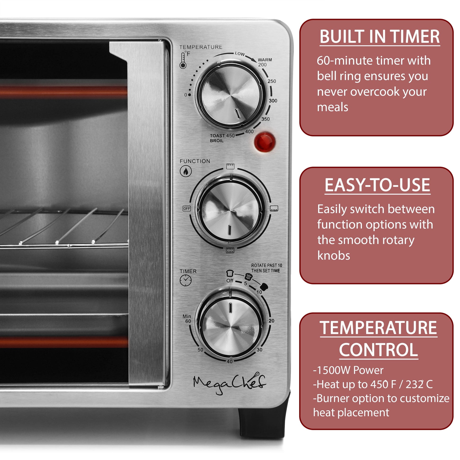 MegaChef 25 Quart French Door Multi-Function Electric Toaster Oven with Rotisserie Set