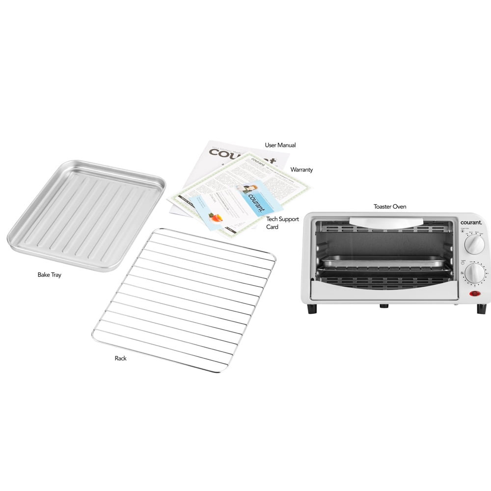 Courant 4-slice Toaster Oven. Toast, Bake, and Broil Settings, White