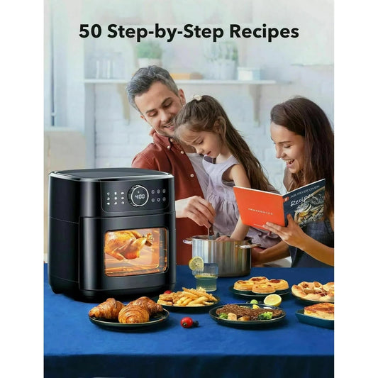 13QT Air Fryer, 1700W Toaster Oven Air Fryer Combo with Digital Touch Screen, Family Size Air Fryer Oven w/Air fry, Roast, Toast, Broil, Rotisserie & Dehydrator, Black