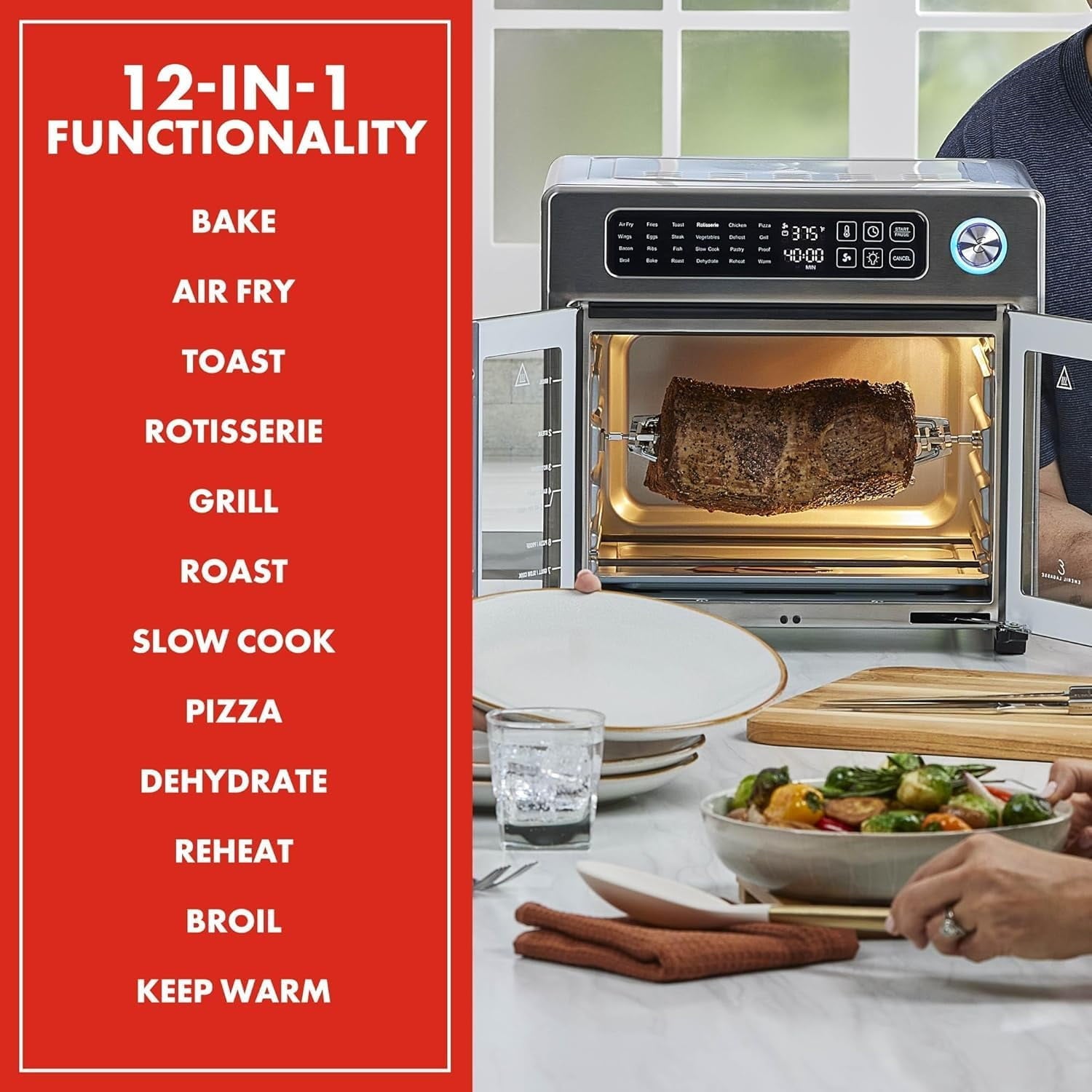 Emeril Lagasse French Door Air Fryer Toaster Oven Combo, 26QT, Stainless Steel, 4-00675-02X
