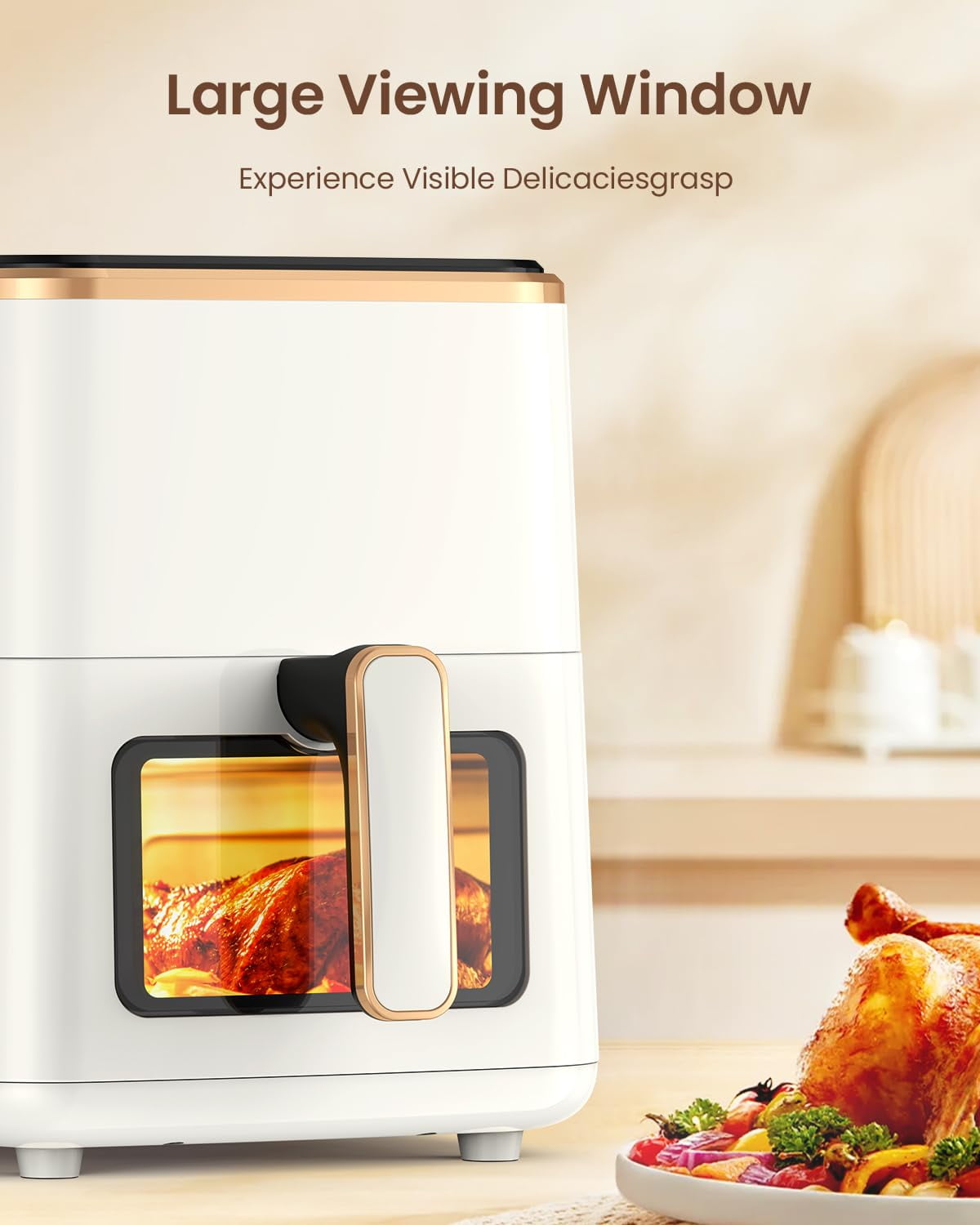 VEWIOR Air Fryer, 5.3Qt Airfryer with Viewing Window, 7 Custom Presets Large Oven with Smart Digital Touchscreen,Non-stick and Dishwasher-Safe Basket